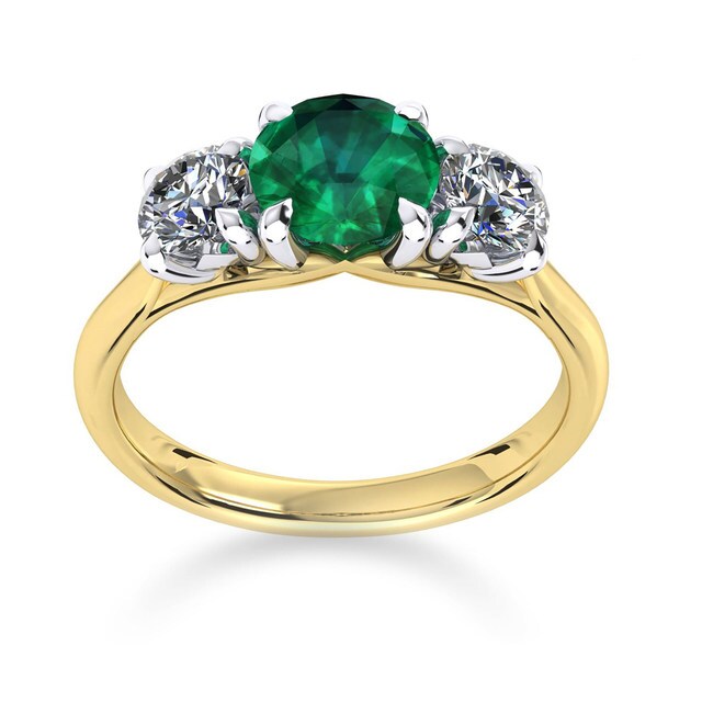 Mappin & Webb Ena Harkness 18ct Yellow Gold And Three Stone 5mm Emerald Ring