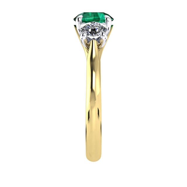 Mappin & Webb Ena Harkness 18ct Yellow Gold And Three Stone 5mm Emerald Ring