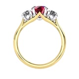 Mappin & Webb Ena Harkness 18ct Yellow Gold And Three Stone 5mm Ruby Ring