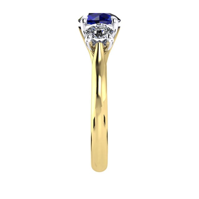 Mappin & Webb Ena Harkness 18ct Yellow Gold And Three Stone 5mm Sapphire Ring