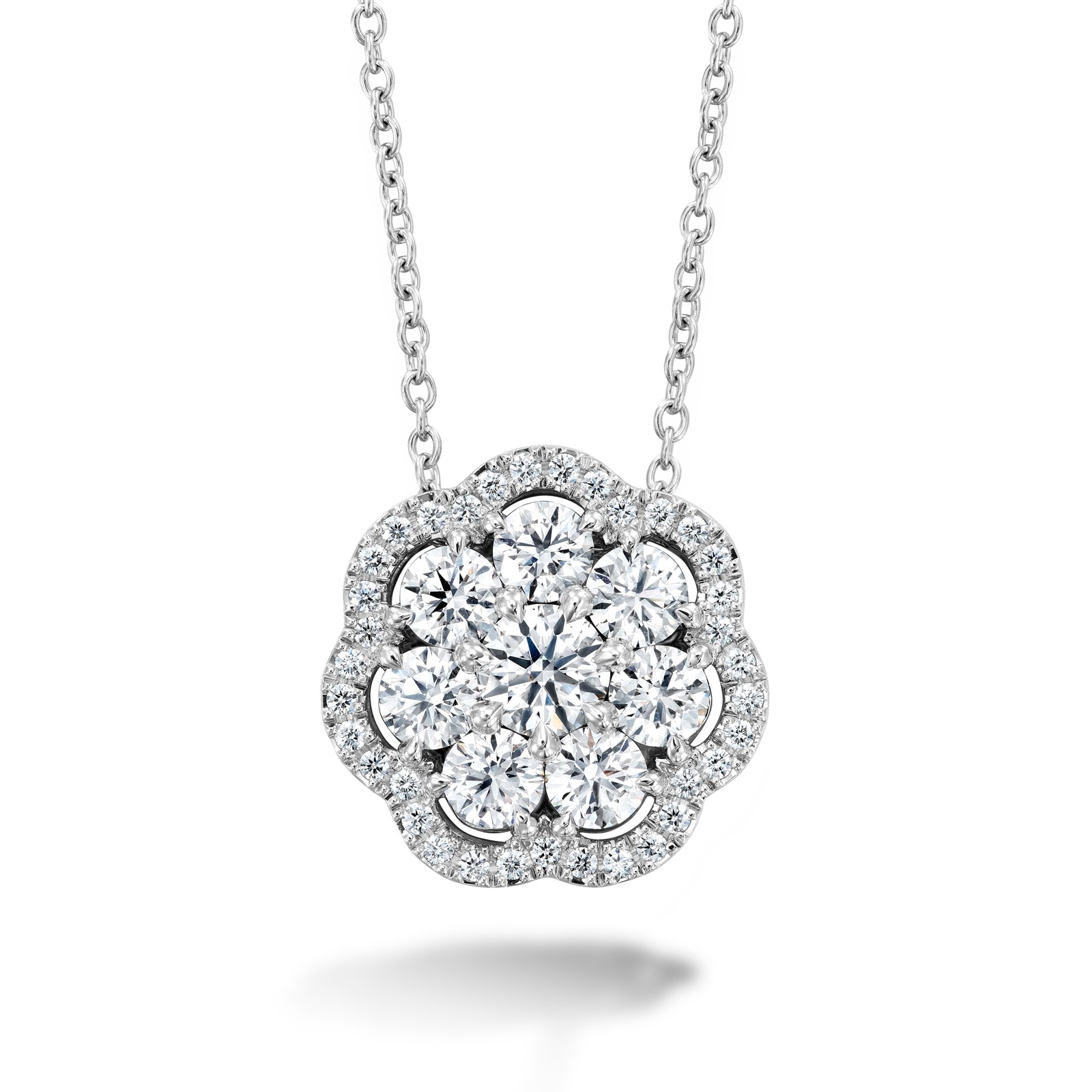 Hearts On Fire 18K White Gold Aurora 1.40cttw Diamond Cluster Pendant Hearts On Fire 18K White Gold Aurora 1.40cttw Diamond Cluster Pendant