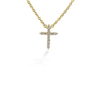 Hearts on Fire 18K Yellow Gold Signature 0.09cttw Diamond Cross Pendant Necklace