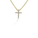 Hearts on Fire 18K Yellow Gold Signature 0.09cttw Diamond Cross Pendant Necklace