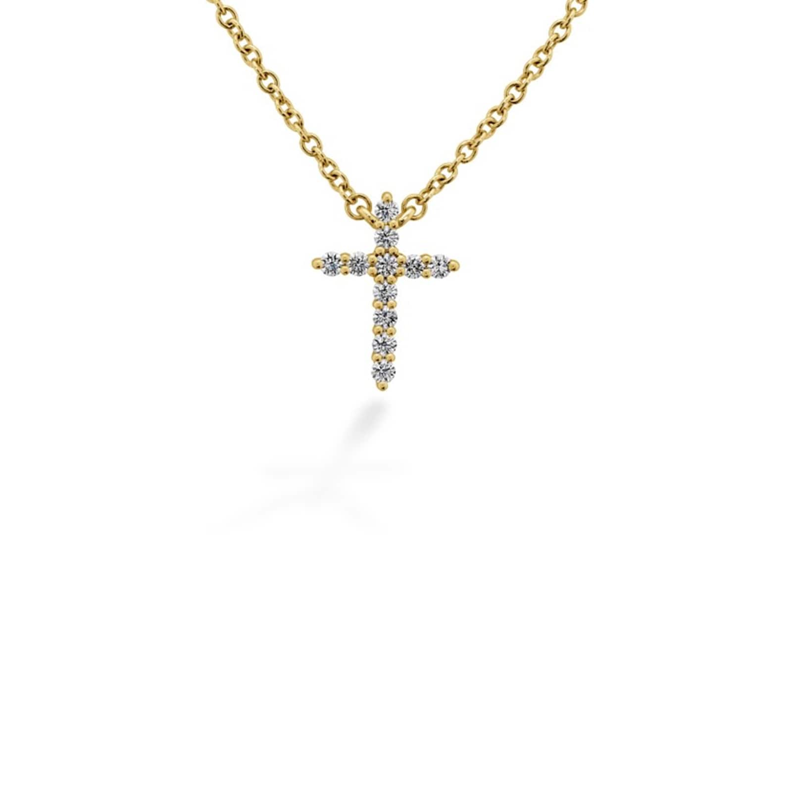 Hearts on Fire 18K Yellow Gold Signature 0.09cttw Diamond Cross Pendant Necklace