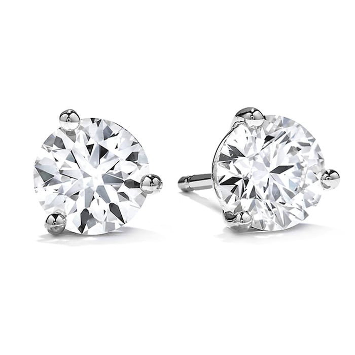 Hearts On Fire 18K White Gold Three Prong 0.96cttw Diamond Stud Earrings