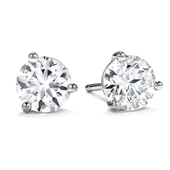 Hearts On Fire 18K White Gold Three Prong 1.95cttw Diamond Stud Earrings Hearts On Fire 18K White Gold Three Prong 1.95cttw Diamond Stud Earrings