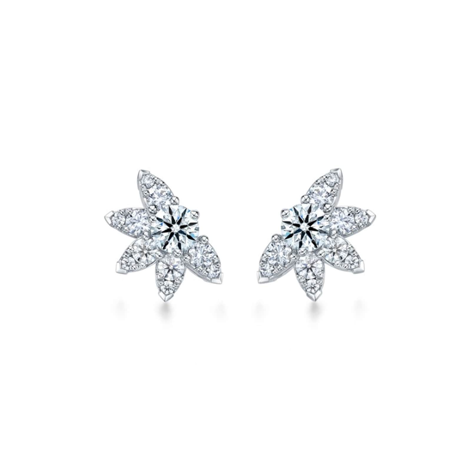 Hearts on Fire 18K White Gold Aerial Sunburst 1.32cttw Diamond Stud Earrings