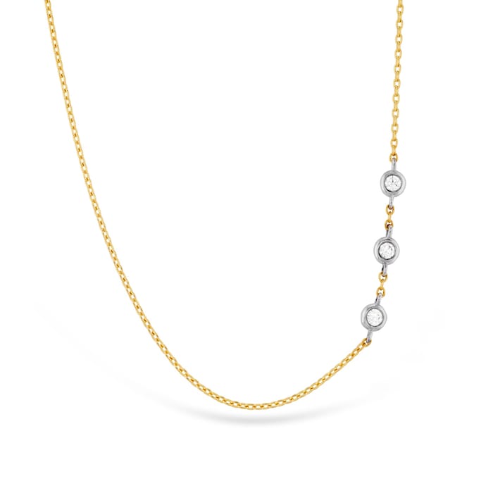 Hearts On Fire 18K White Gold Signature Off Set Triple Bezel 0.05cttw Diamond Necklace