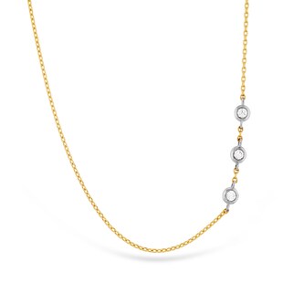 Hearts On Fire 18K White Gold Signature Off Set Triple Bezel 0.05cttw Diamond Necklace