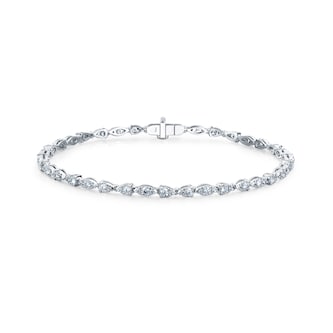 Hearts On Fire 18K White Gold Aerial Dewdrop 1.60cttw Diamond Line Bracelet - Size Small