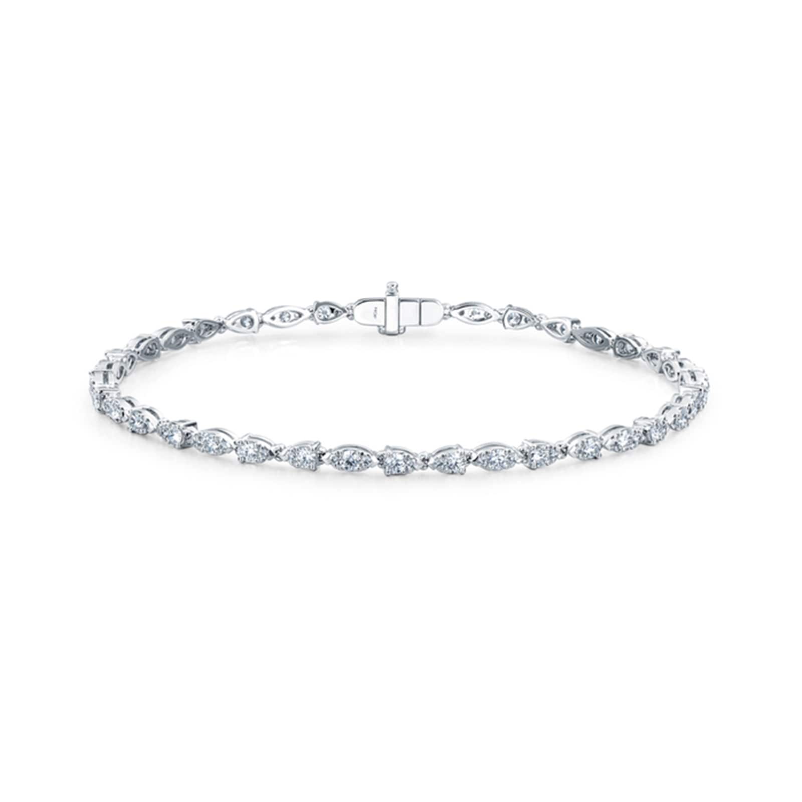 Hearts On Fire 18K White Gold Aerial Dewdrop 1.60cttw Diamond Line Bracelet - Size Small