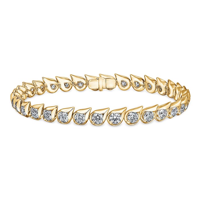 Hearts On Fire 18K Yellow Gold 6.40cttw Diamond Droplet Bracelet - Size 7"