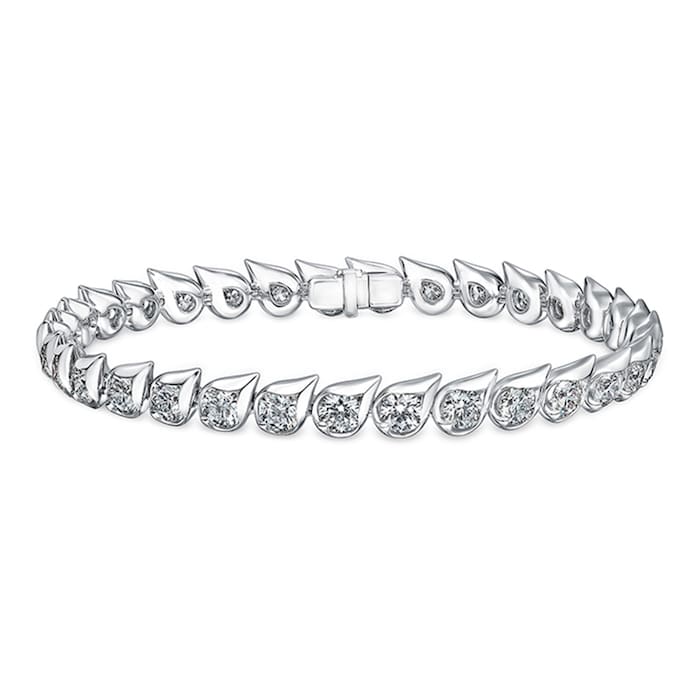 Hearts On Fire 18K White Gold 6.40cttw Diamond Droplet Bracelet - Size 7"