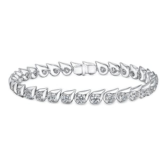 Hearts On Fire 18K White Gold 6.40cttw Diamond Droplet Bracelet - Size 7"