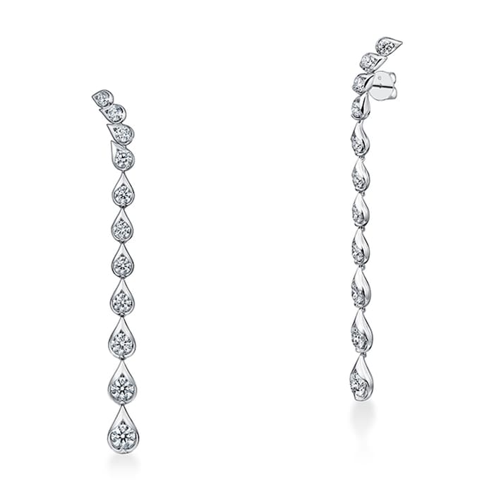 Hearts On Fire 18K White Gold LU 5.30cttw Diamond Droplet Stiletto Drop Earrings