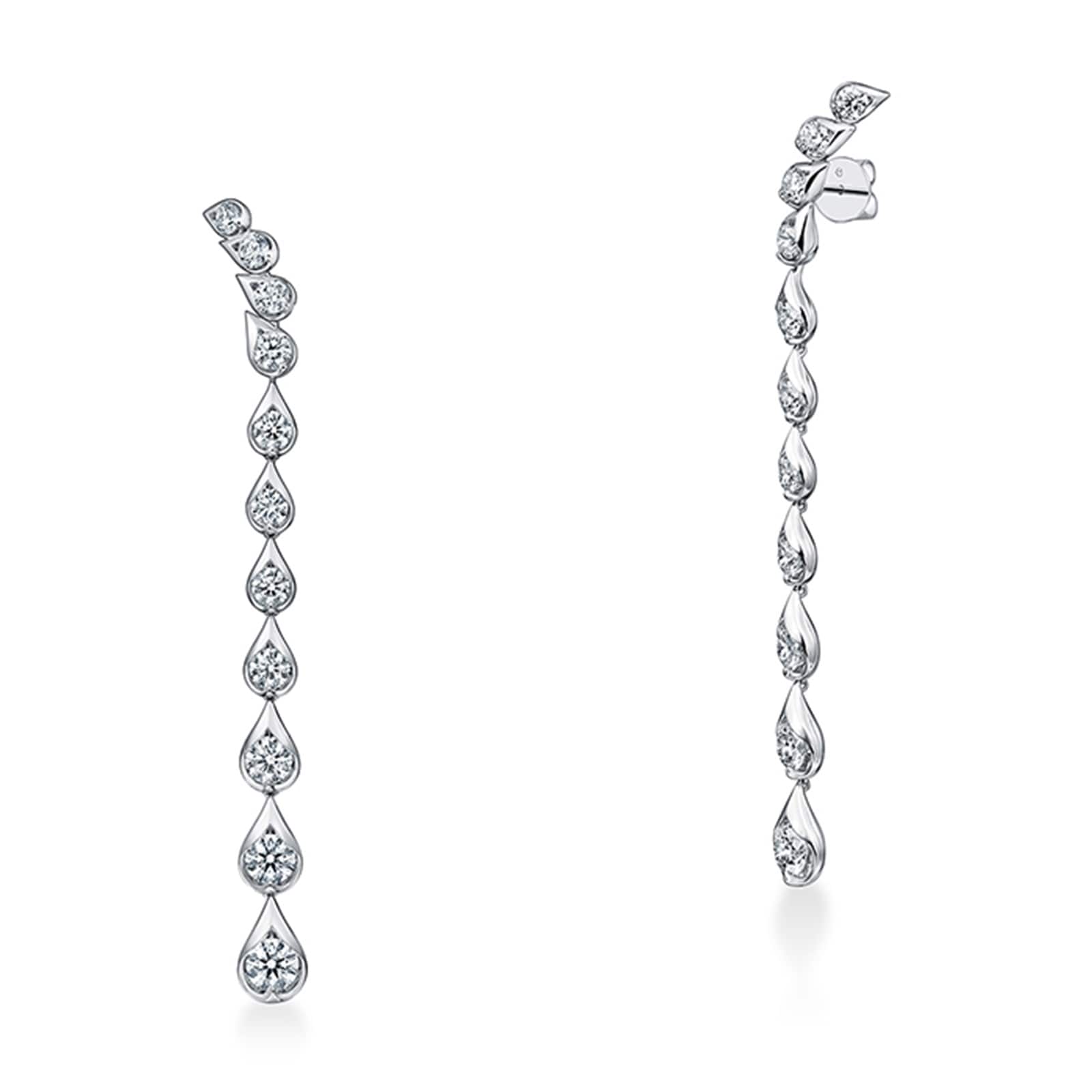 Hearts On Fire 18K White Gold LU 5.30cttw Diamond Droplet Stiletto Drop Earrings