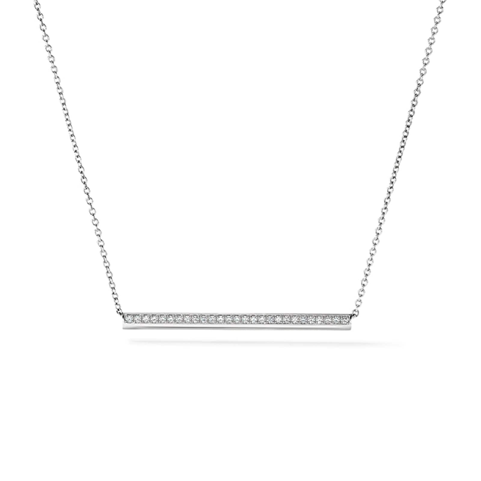 Hearts On Fire 18K White Gold Barre 0.15ctw Pavé Diamond Pendant Necklace Hearts On Fire 18K White Gold Barre 0.15ctw Pavé Diamond Pendant Necklace