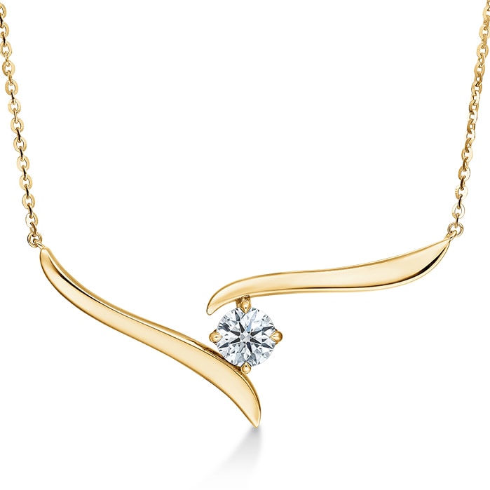 Hearts On Fire 18K Yellow Gold Vela Crossover 0.50cttw Diamond Solitaire Pendant