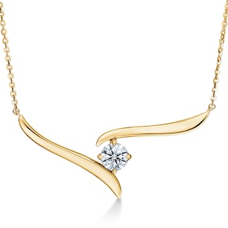 Hearts On Fire 18K Yellow Gold Vela Crossover 0.50cttw Diamond Solitaire Pendant Hearts On Fire 18K Yellow Gold Vela Crossover 0.50cttw Diamond Solitaire Pendant