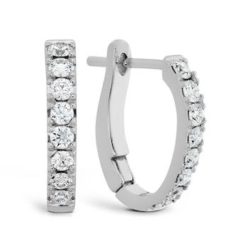 Hearts On Fire 18K White Gold 0.28cttw Mini Hoop Graduated Diamond Earrings Hearts On Fire 18K White Gold 0.28cttw Mini Hoop Graduated Diamond Earrings