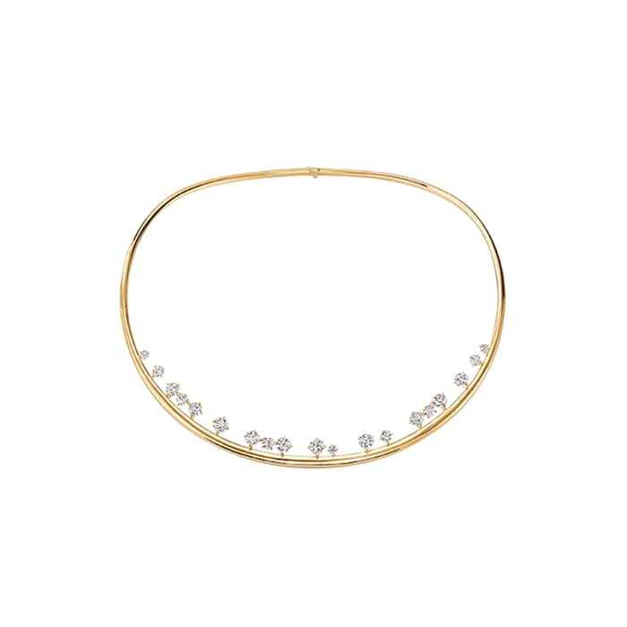Hearts On Fire 18K Yellow Gold Barre Floating Diamond Choker Necklace