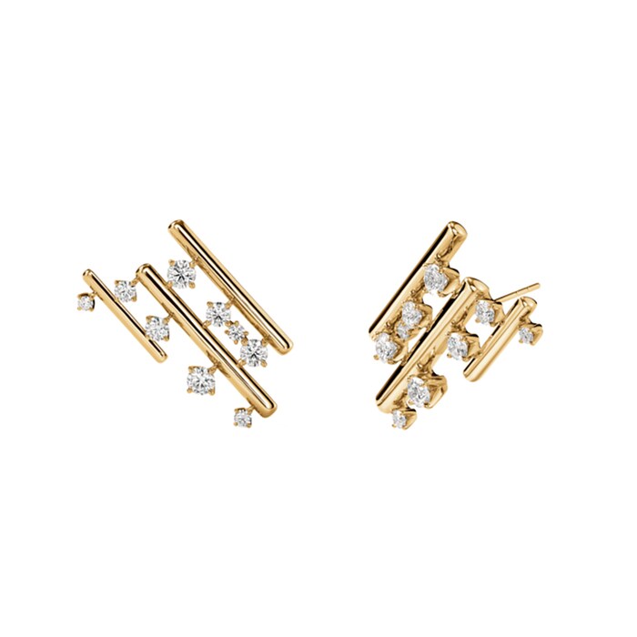 Hearts On Fire 18K Yellow Gold Barre Multi Row Climber Earrings