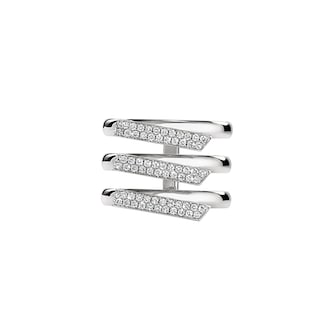 Hearts On Fire 18K White Gold Inside/Out Diamond Trio Band Ring - Size 8.5