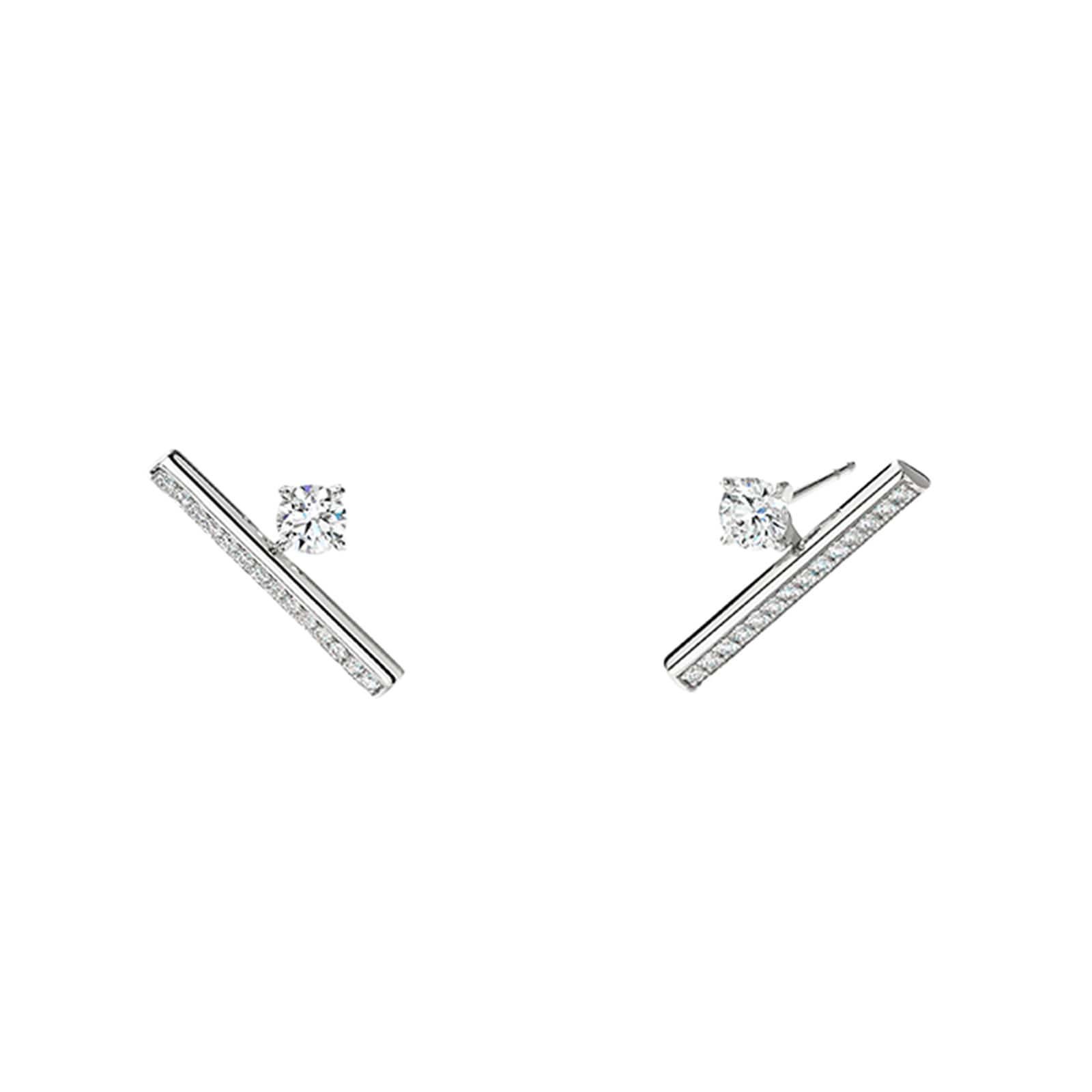 Hearts On Fire 18K White Gold Barre Floating Single Diamond Climber Earrings Hearts On Fire 18K White Gold Barre Floating Single Diamond Climber Earrings
