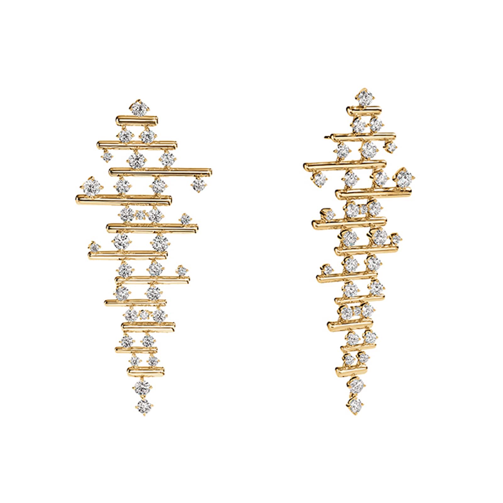 Hearts On Fire 18K Yellow Gold Barre Multi Row Diamond Drop Earrings Hearts On Fire 18K Yellow Gold Barre Multi Row Diamond Drop Earrings