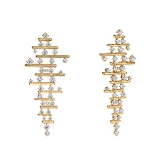 Hearts On Fire 18K Yellow Gold Barre Multi Row Diamond Drop Earrings