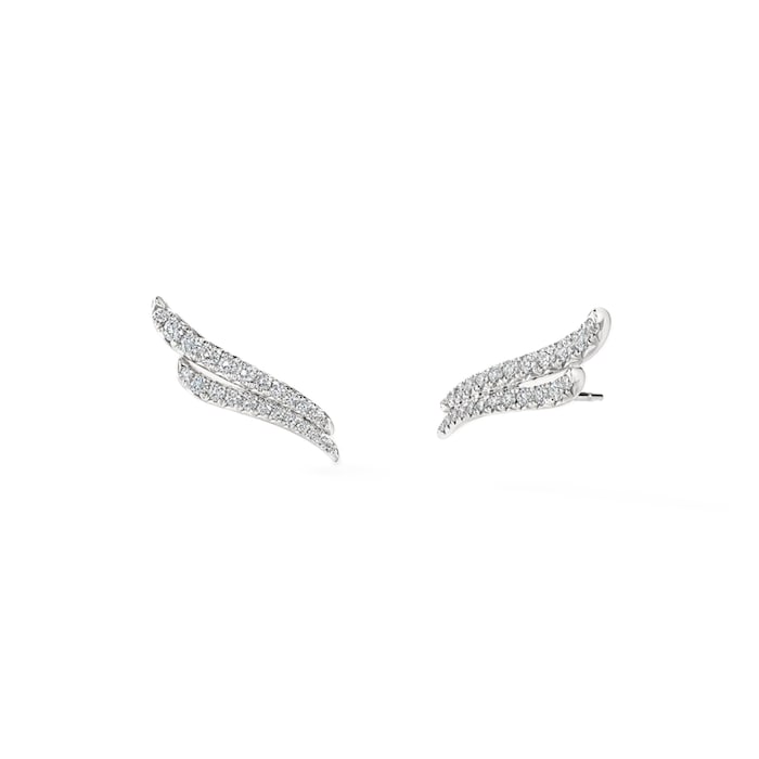 Hearts on Fire 18K White Gold Vela 0.45cttw Diamond Double Row Climber Earrings
