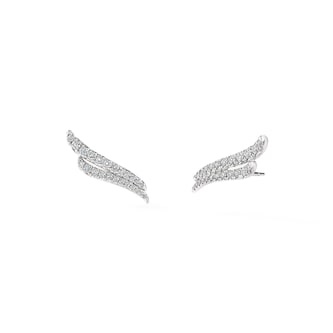 Hearts on Fire 18K White Gold Vela 0.45cttw Diamond Double Row Climber Earrings