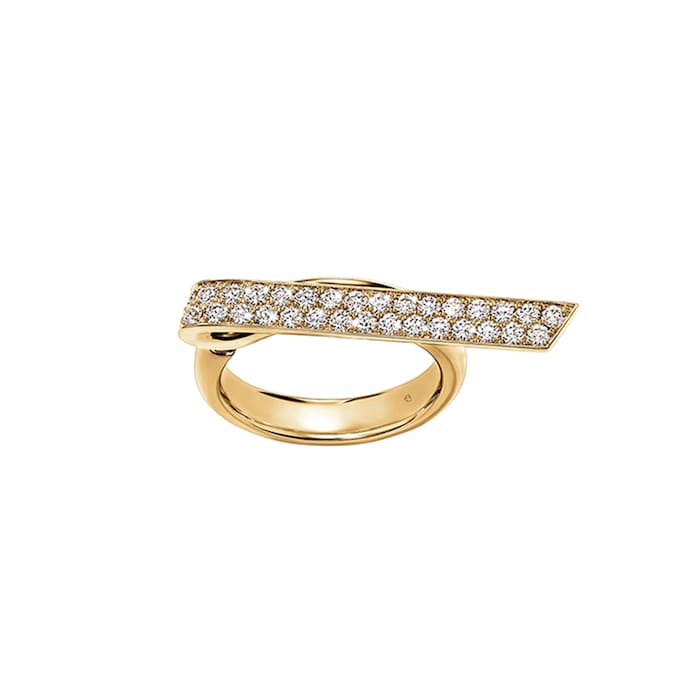 Hearts On Fire 18K Yellow Gold Inside/Out Diamond Elongated Flip Ring - Size 6.5