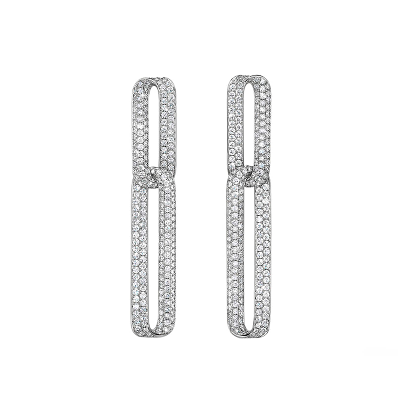 Hearts On Fire 18K White Gold Inside/Out Pave Diamond Link Drop Earrings Hearts On Fire 18K White Gold Inside/Out Pave Diamond Link Drop Earrings