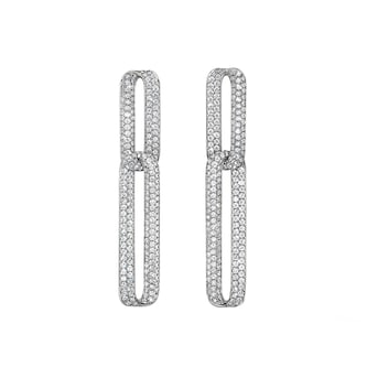 Hearts On Fire 18K White Gold Inside/Out Pave Diamond Link Drop Earrings