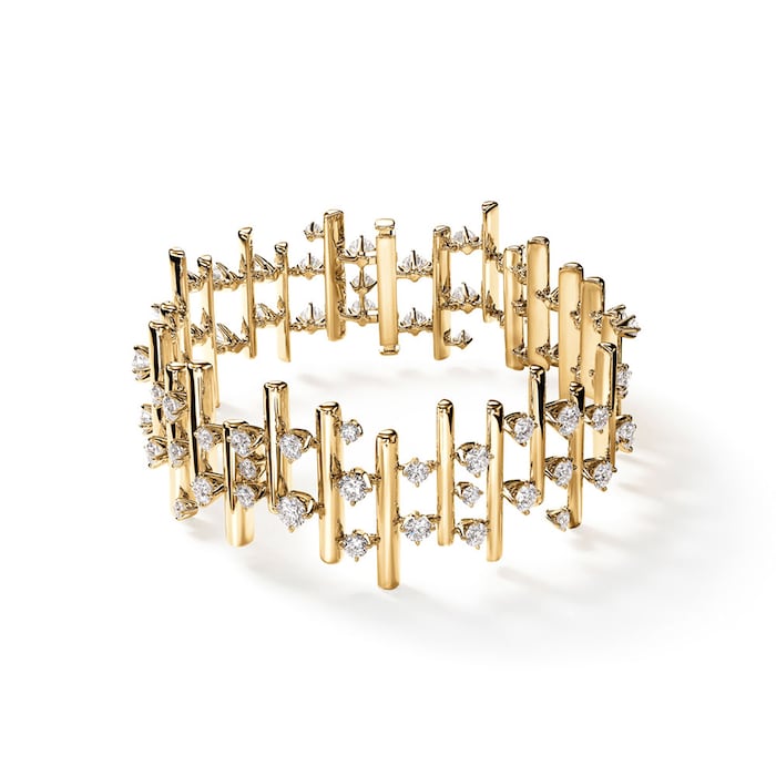 Hearts On Fire 18K Yellow Gold Barre Multi Row Diamond Bracelet