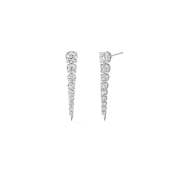 Hearts on Fire 18K White Gold Icicle 3.30cttw Diamond Drop Earrings