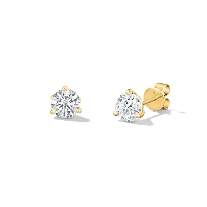 Hearts on Fire 18K Yellow Gold Three Prong 0.50cttw Diamond Stud Earrings