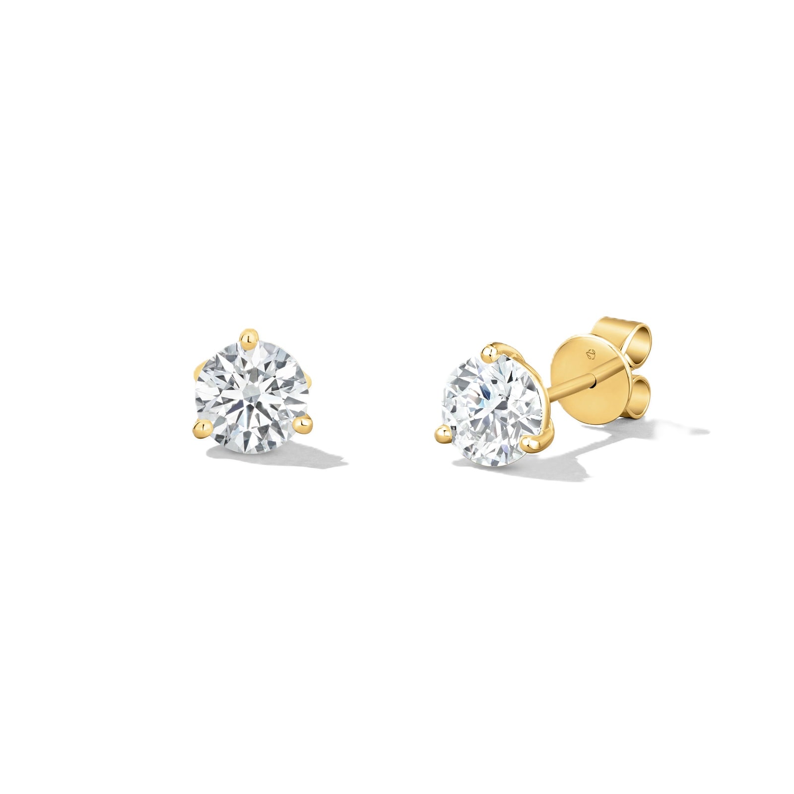 Hearts on Fire 18K Yellow Gold Three Prong 0.50cttw Diamond Stud Earrings
