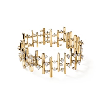 Hearts on Fire 18K Yellow Gold Barre Mutli Row 5.80cttw Diamond Bracelet