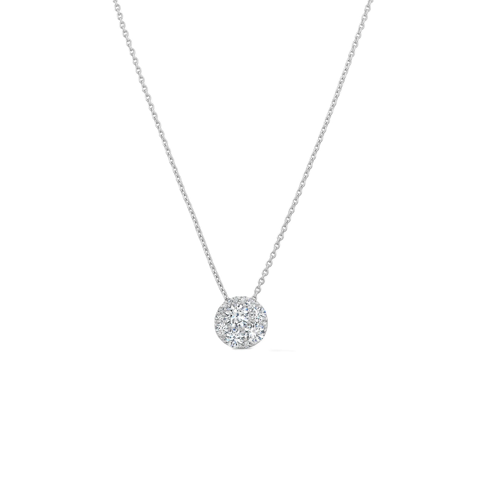 Hearts on Fire 18K White Gold Tessa 1.02cttw Diamond Cluster Pendant Necklace