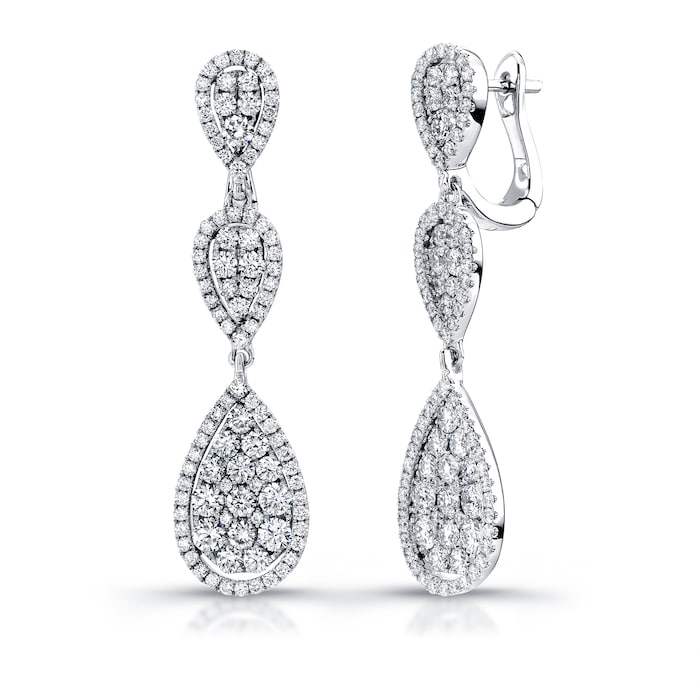 Uneek 18k White Gold 2.25cttw Diamond Drop Earrings