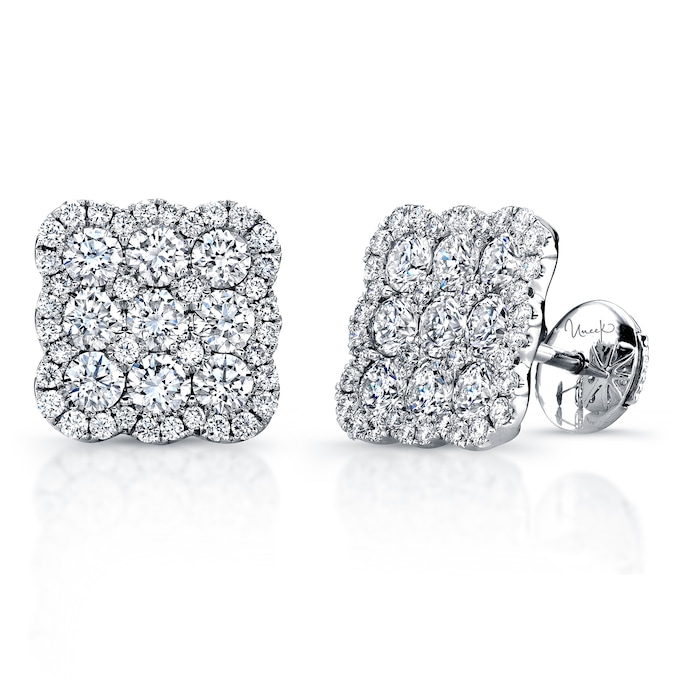 Uneek 18k White Gold Diamond 1.85cttw Stud Earrings