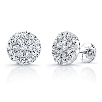 Uneek 18k White Gold Diamond 1.25cttw Stud Earrings