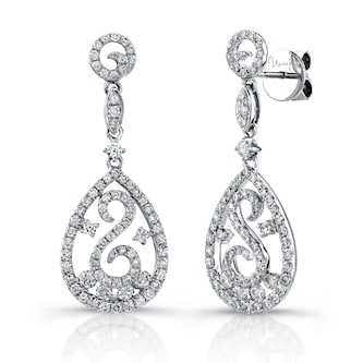 Uneek 18k White Gold 1.49cttw Diamond Drop Earrings