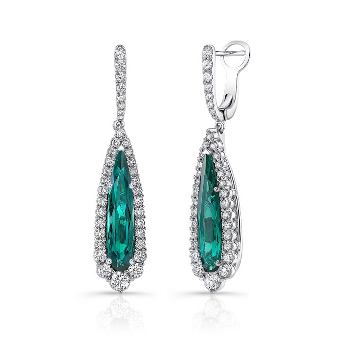 Uneek 18k White Gold Indicolite Tourmaline & Diamond Earrings