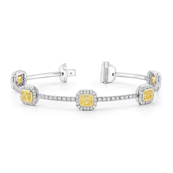 Uneek 18k Gold Two-Tone Princess-Cut Fancy Yellow Diamond Bracelet