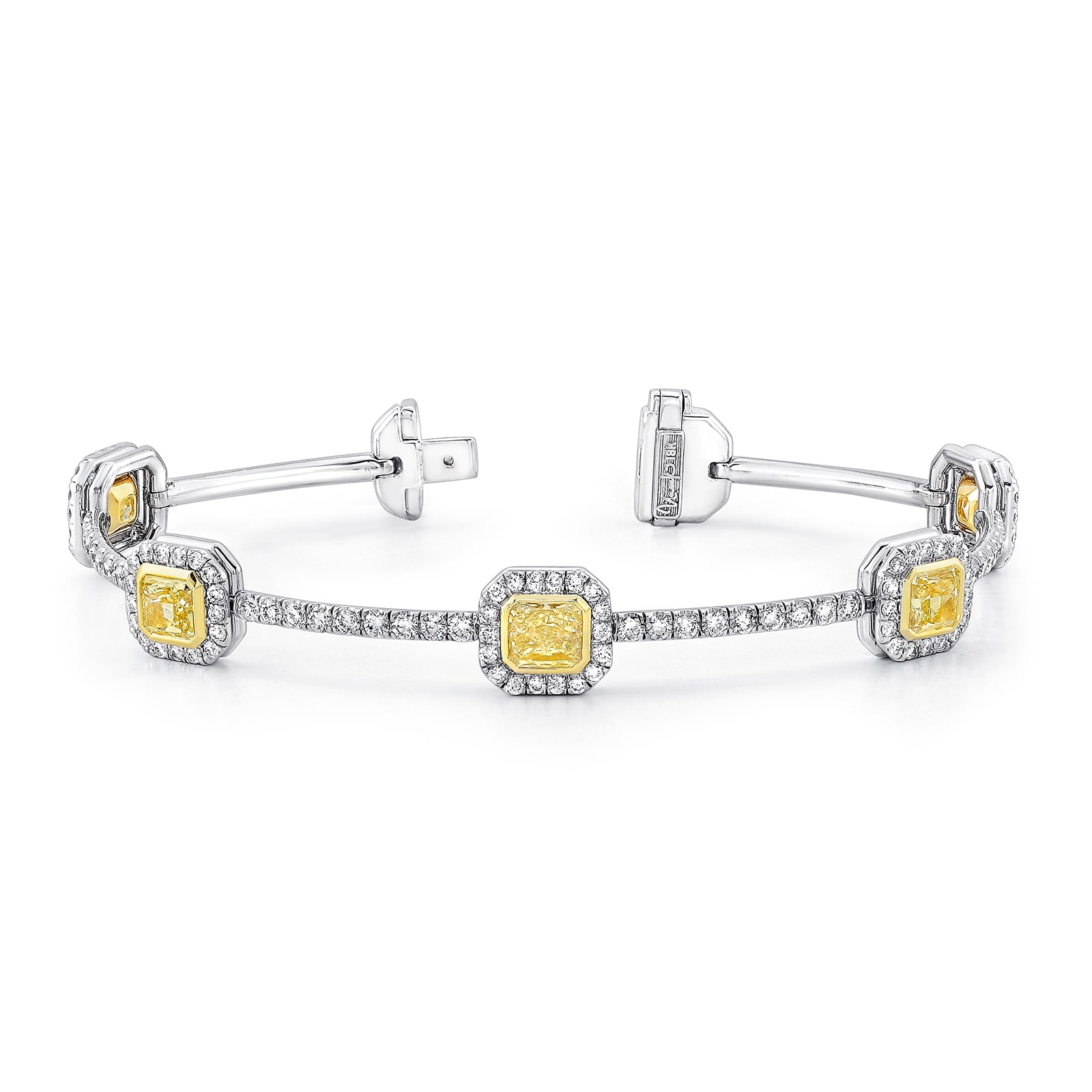 Uneek 18k Gold Two-Tone Princess-Cut Fancy Yellow Diamond Bracelet