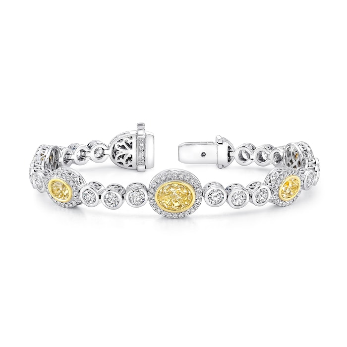 Uneek 18k White and Yellow Gold 5.58cttw Mixed Cut Diamond Bracelet