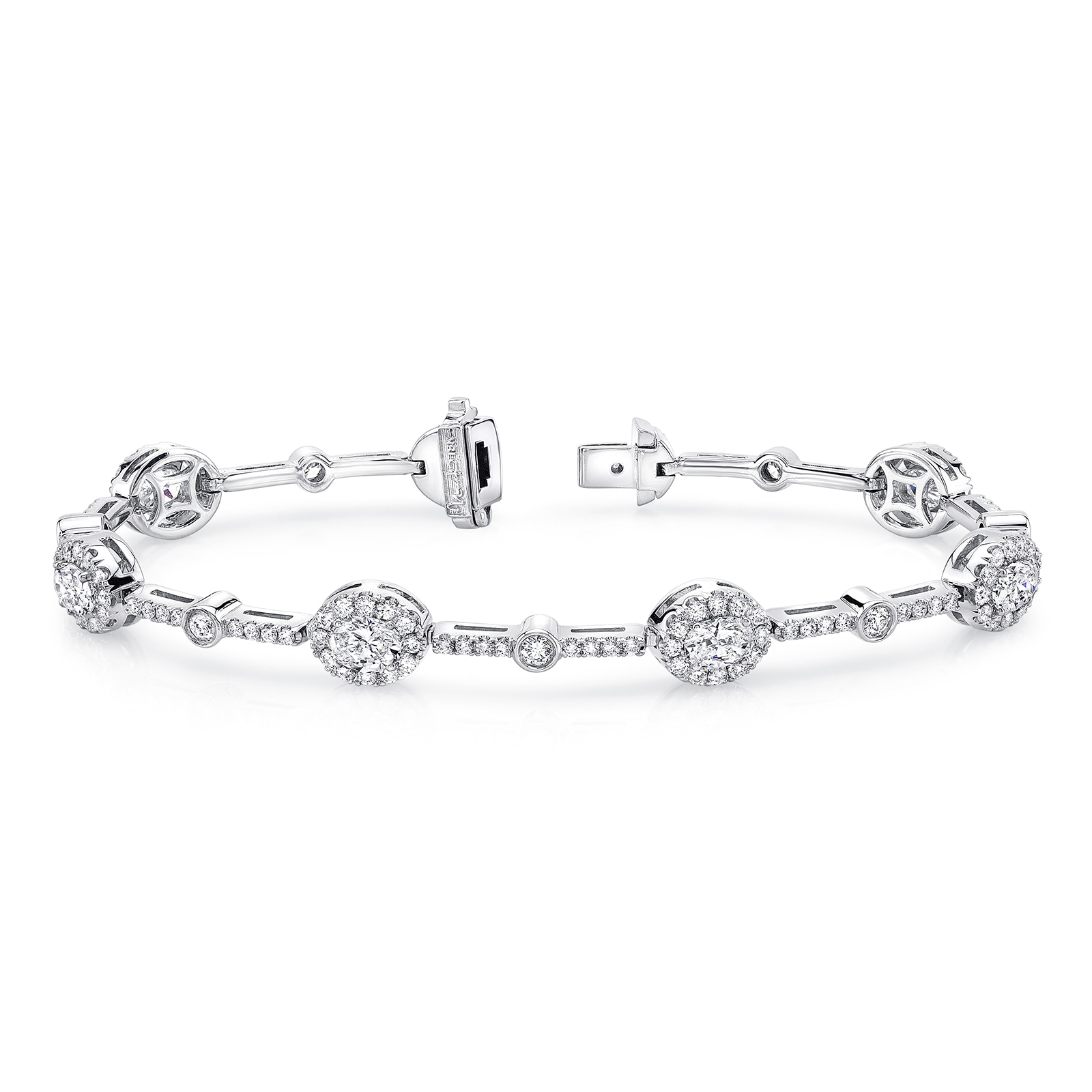 Uneek 18k White Gold Oval 4.53cttw Diamond Bracelet